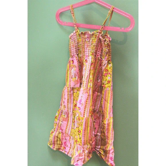 Peek Size S (4-5) Pink Paisley Floral Tiered Smocked Girls Dress - Picture 2 of 4